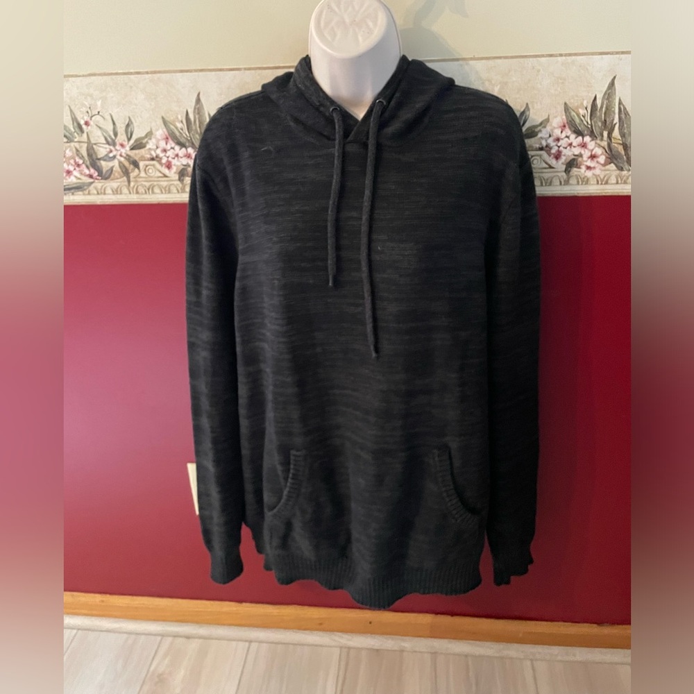 urban pipeline Black Heathered Knit Hooded Sweatshirt